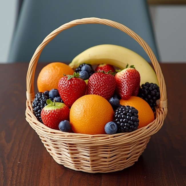 Canastas con frutas de mano